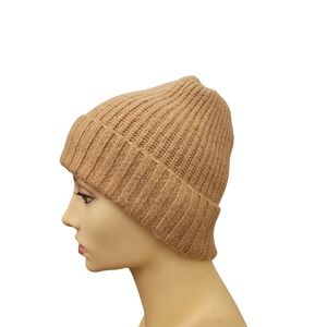 Free People Cuffed Ribbed Beanie Tan